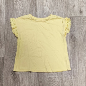 Tu Girls Light Yellow Broderie Eyelet Lace Flutter Sleeve T-Shirt Top 2-3Y 92-98