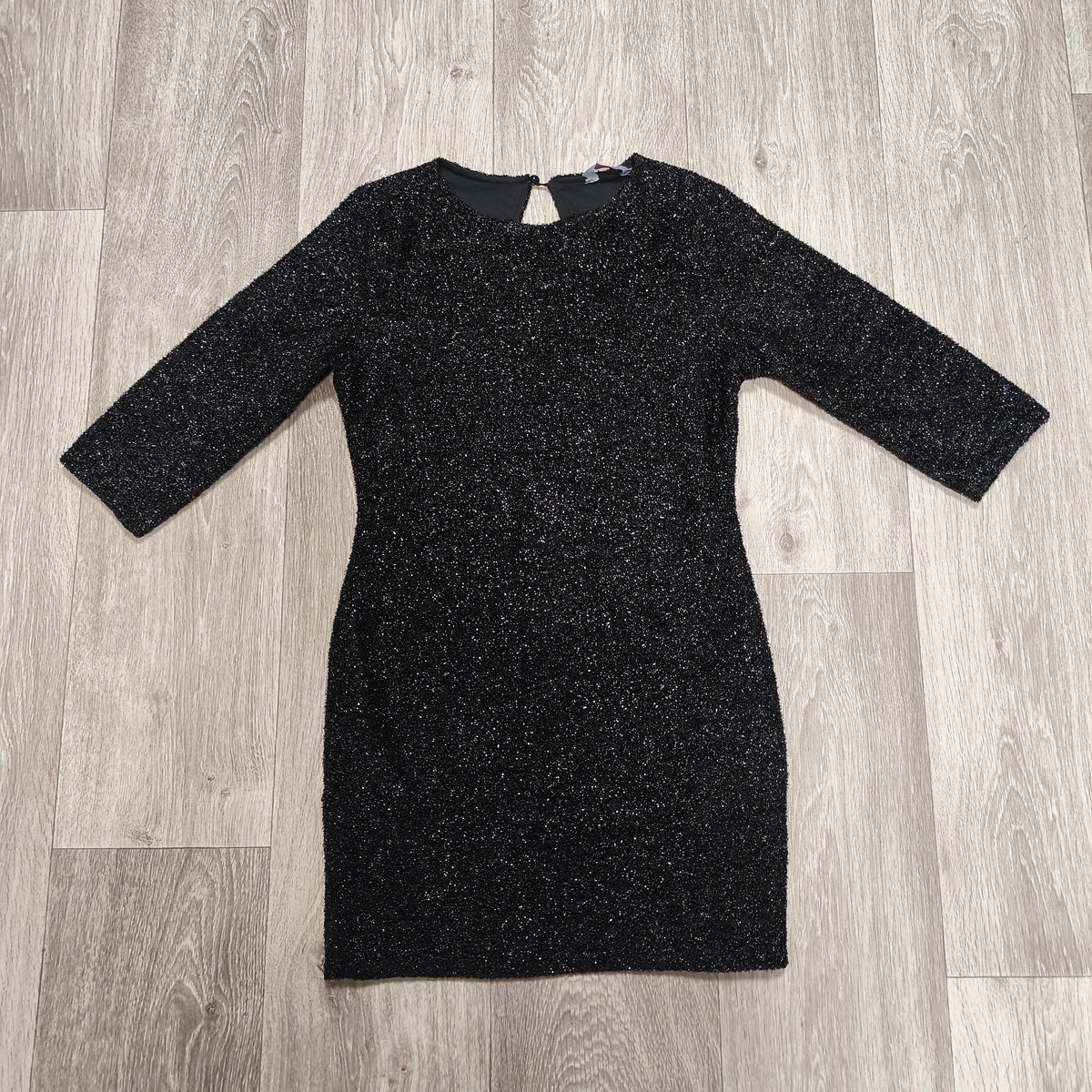 Blue Inc Woman Black Metallic Sparkle Keyhole Mini Party Dress UK 10