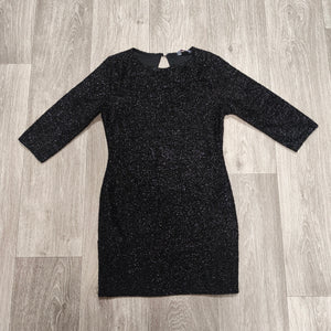 Blue Inc Woman Black Metallic Sparkle Keyhole Mini Party Dress UK 10