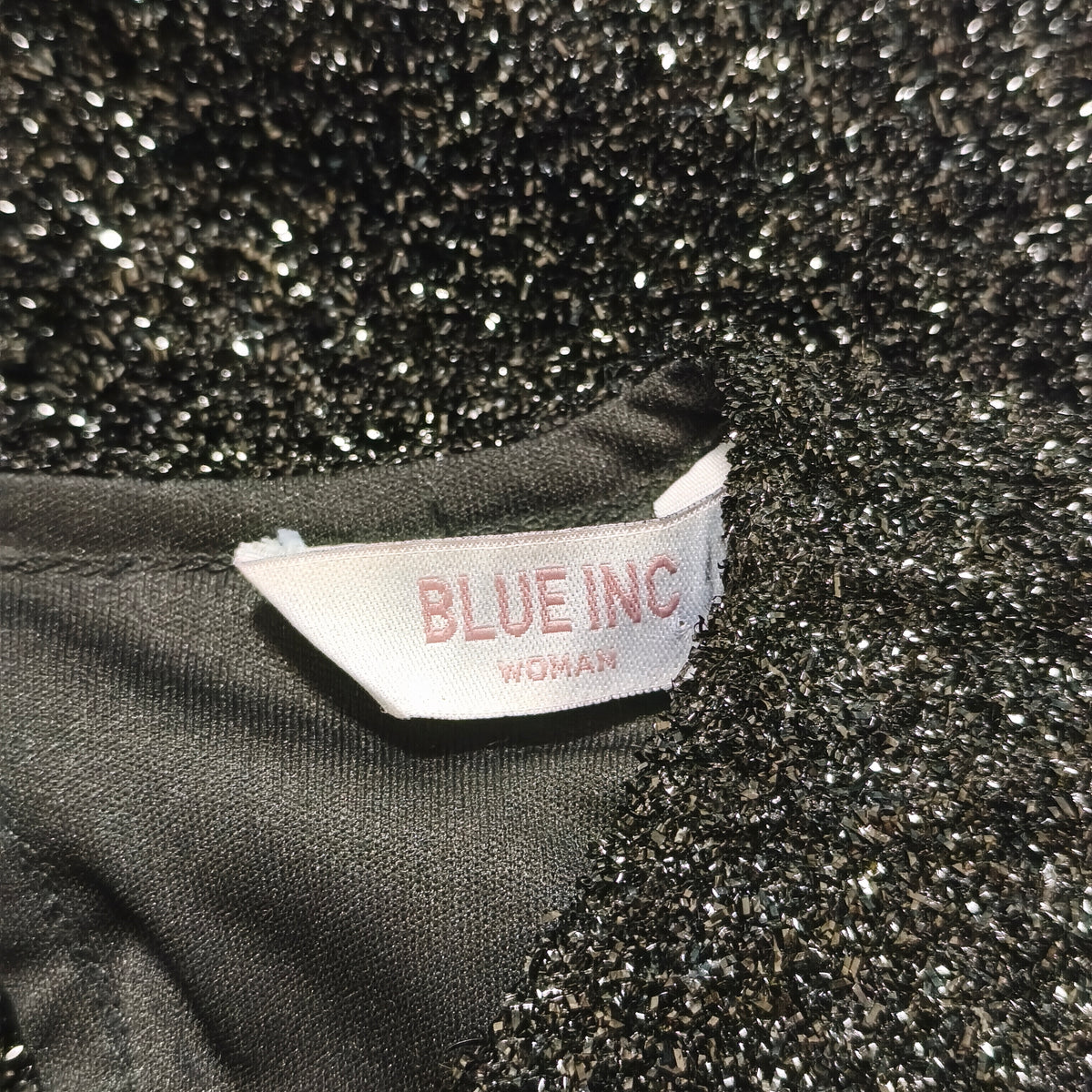 Blue Inc Woman Black Metallic Sparkle Keyhole Mini Party Dress UK 10