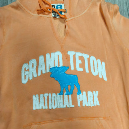 Blue 84 Grand Teton National Park Hoodie Sweatshirt Orange Size S Moose Graphic