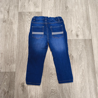 So Cute Toddler Boys Blue Denim Jeans Size 98 (2-3Y) Elastic Waist Distressed