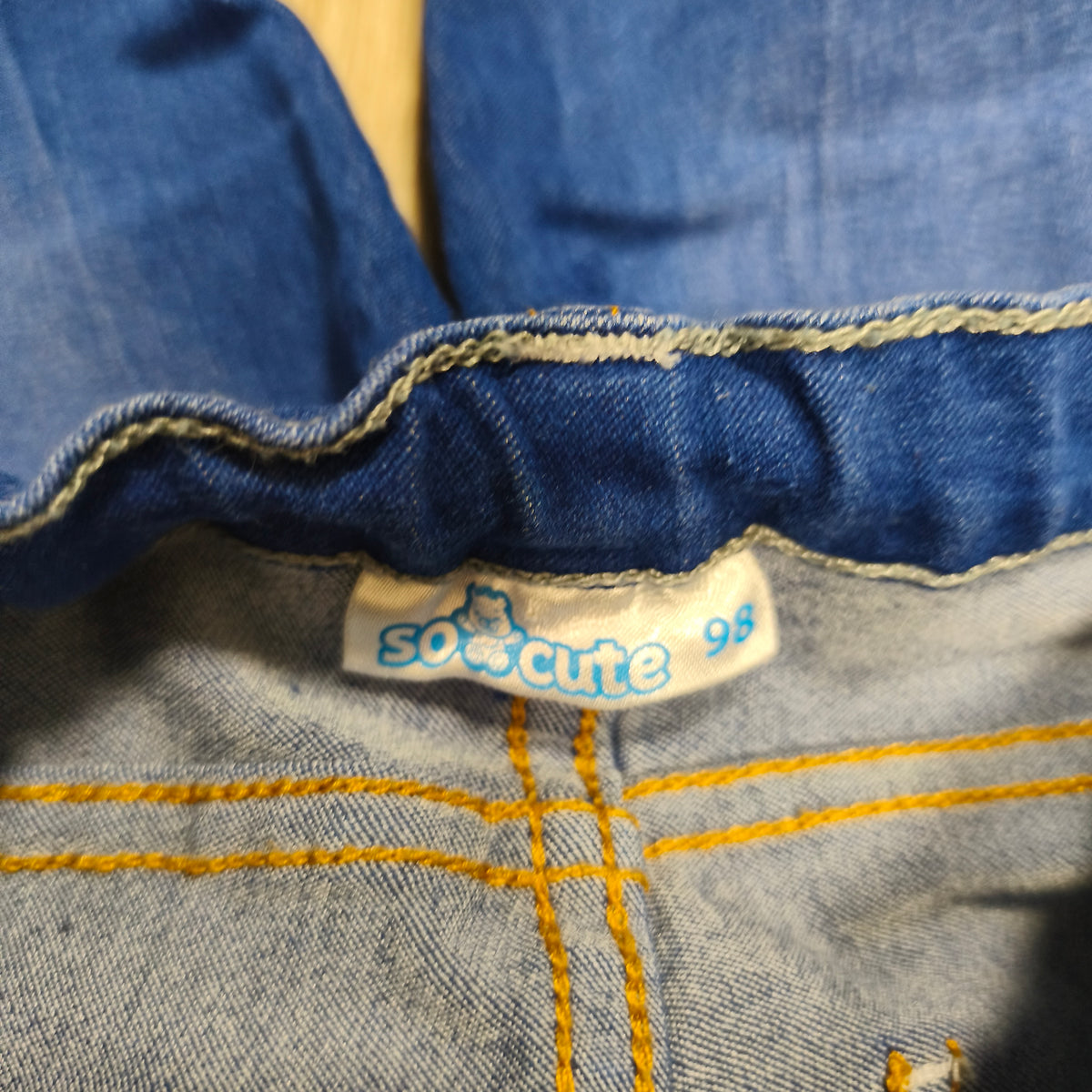So Cute Toddler Boys Blue Denim Jeans Size 98 (2-3Y) Elastic Waist Distressed