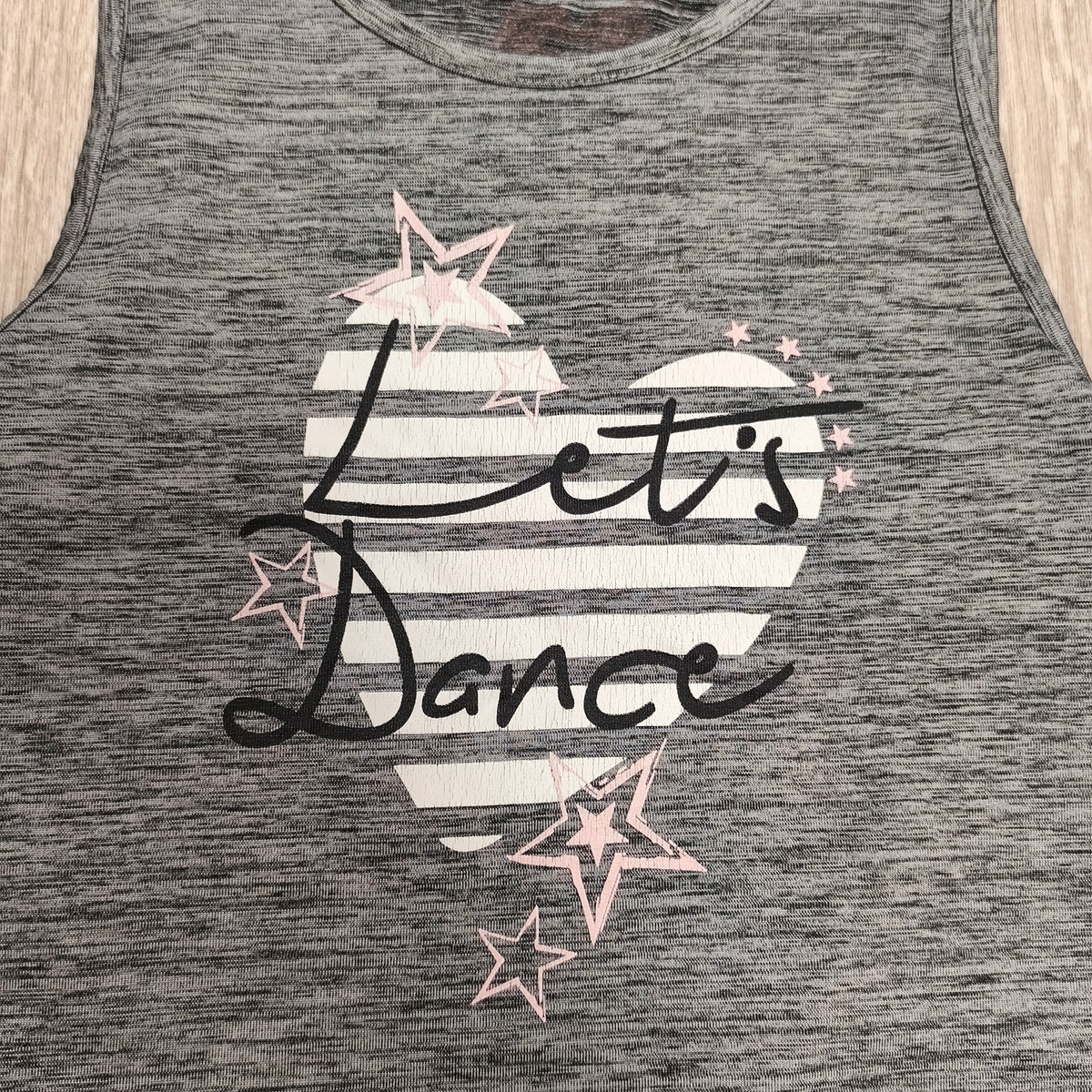 Tu Girls Grey Marl Let's Dance Heart Graphic Sleeveless Crop Tank Top Size 7 Yrs