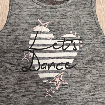 Tu Girls Grey Marl Let's Dance Heart Graphic Sleeveless Crop Tank Top Size 7 Yrs