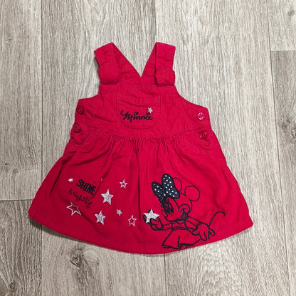 Disney Baby at George Minnie Mouse Red Corduroy Pinafore Dress 0-3 Months Stars