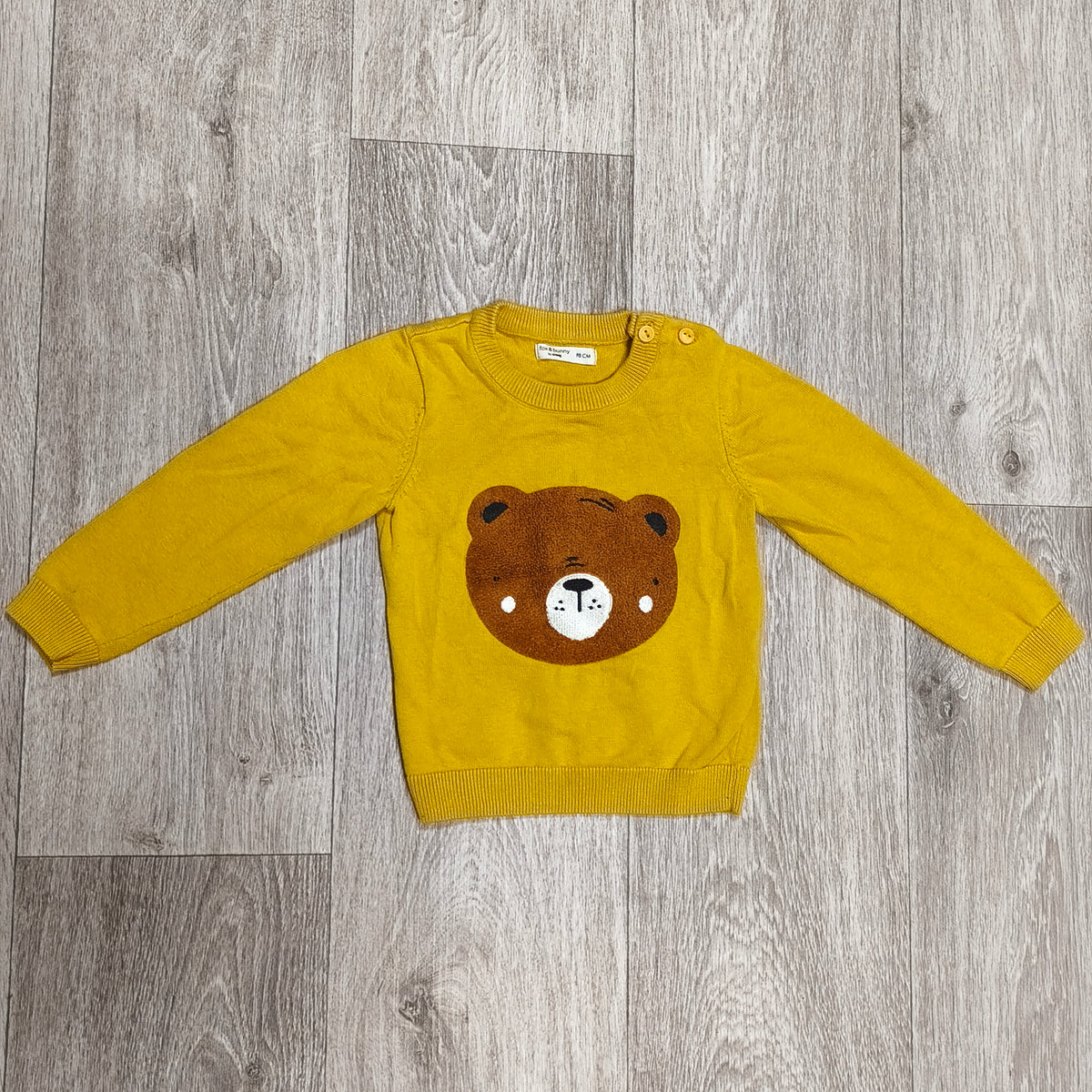 Fox & Bunny Sinsay Baby Boys Yellow Bear Jumper Knit Sweater 98 cm 2-3 Years