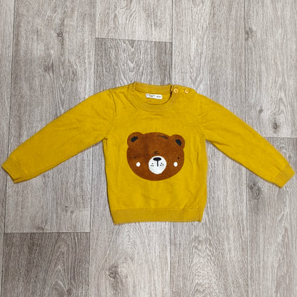 Fox & Bunny Sinsay Baby Boys Yellow Bear Jumper Knit Sweater 98 cm 2-3 Years