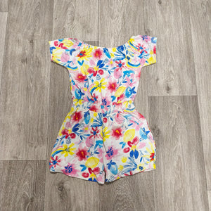 Nutmeg Girls Floral Playsuit Romper Size 8-9 Years Multicolor Cotton Off Shoulde