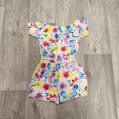 Nutmeg Girls Floral Playsuit Romper Size 8-9 Years Multicolor Cotton Off Shoulde