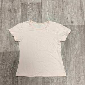Womens Light Pink Short Sleeve T-Shirt Crew Neck Plain Basic Tee Casual Top