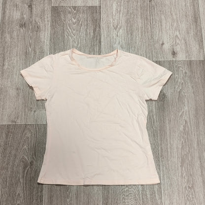 Womens Light Pink Short Sleeve T-Shirt Crew Neck Plain Basic Tee Casual Top