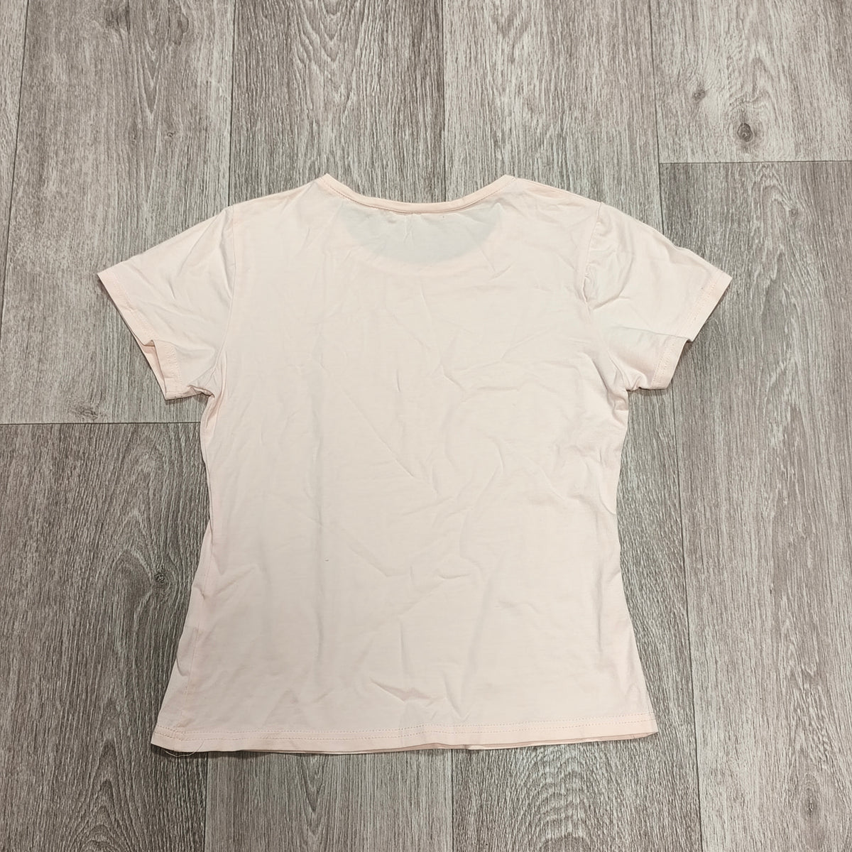 Womens Light Pink Short Sleeve T-Shirt Crew Neck Plain Basic Tee Casual Top