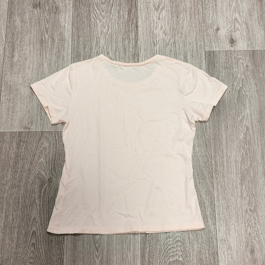 Womens Light Pink Short Sleeve T-Shirt Crew Neck Plain Basic Tee Casual Top