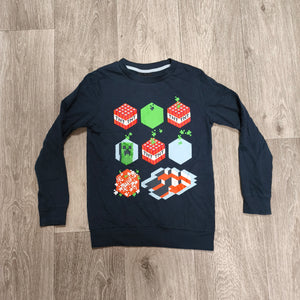Minecraft Boys Sweatshirt Long Sleeve Pullover TNT Creeper Navy Size 134 140