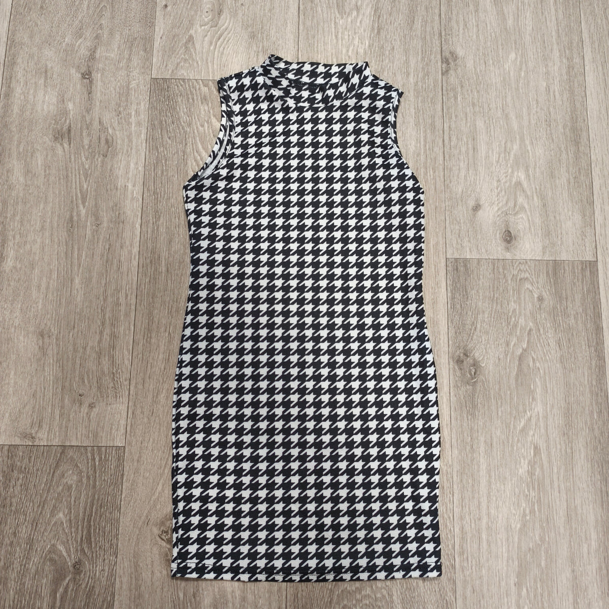 SHEIN Girls Houndstooth Mock Neck Sleeveless Bodycon Dress Size 9Y EU 134