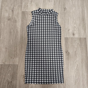 SHEIN Girls Houndstooth Mock Neck Sleeveless Bodycon Dress Size 9Y EU 134