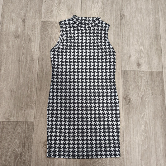 SHEIN Girls Houndstooth Mock Neck Sleeveless Bodycon Dress Size 9Y EU 134