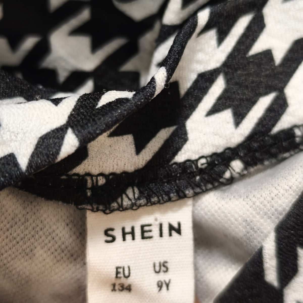 SHEIN Girls Houndstooth Mock Neck Sleeveless Bodycon Dress Size 9Y EU 134