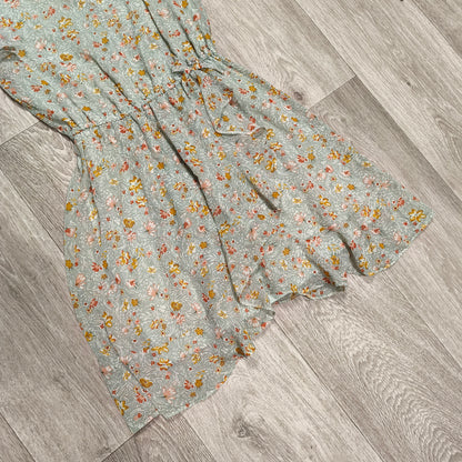 Tu Kids Girls Floral Dress Green Sage Flutter Sleeve Summer 13 Yrs 158cm