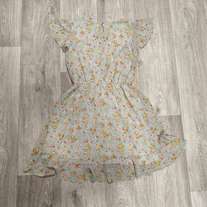 Tu Kids Girls Floral Dress Green Sage Flutter Sleeve Summer 13 Yrs 158cm