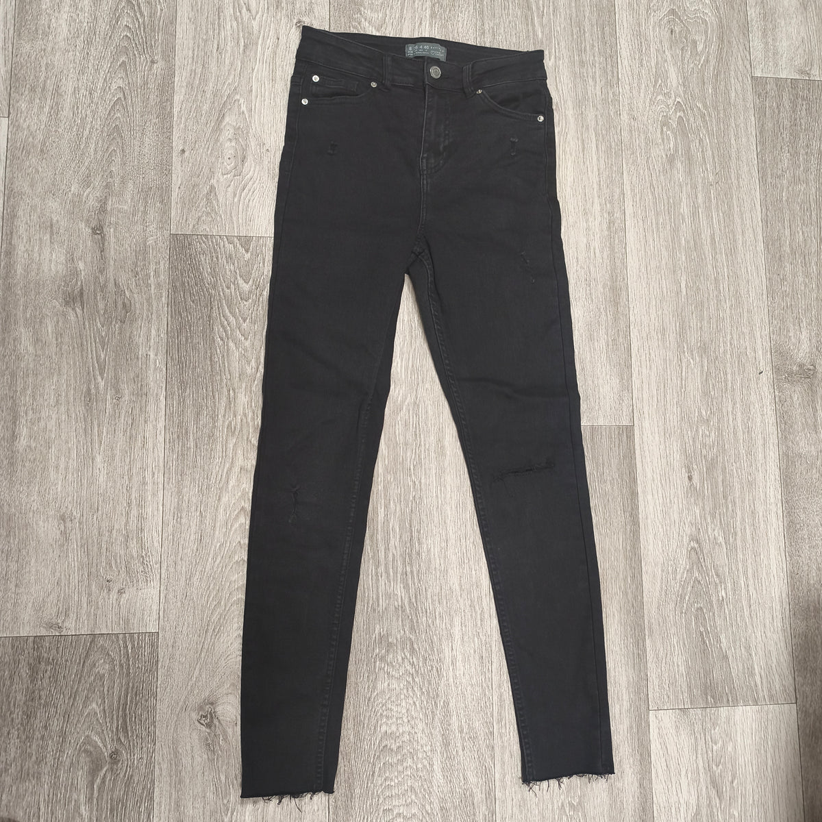 Denim Co Womens Black Skinny Jeans Distressed Raw Hem Size UK 8 US 4 EUR 36