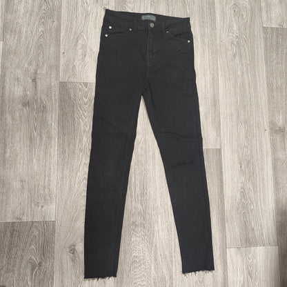 Denim Co Womens Black Skinny Jeans Distressed Raw Hem Size UK 8 US 4 EUR 36