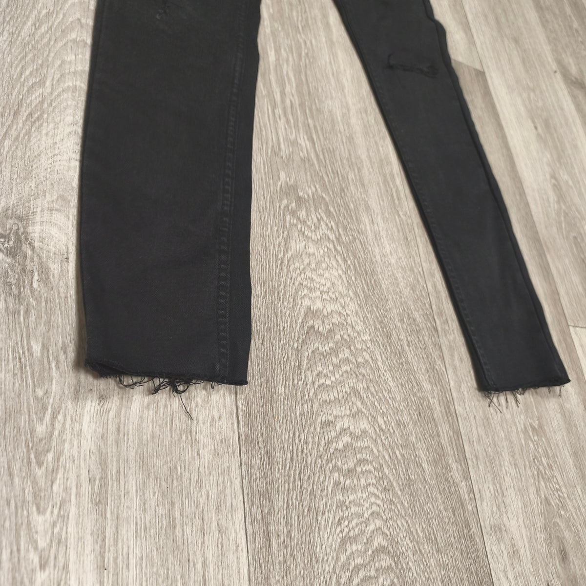 Denim Co Womens Black Skinny Jeans Distressed Raw Hem Size UK 8 US 4 EUR 36