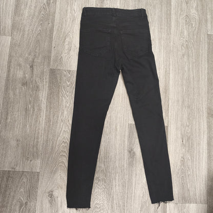 Denim Co Womens Black Skinny Jeans Distressed Raw Hem Size UK 8 US 4 EUR 36