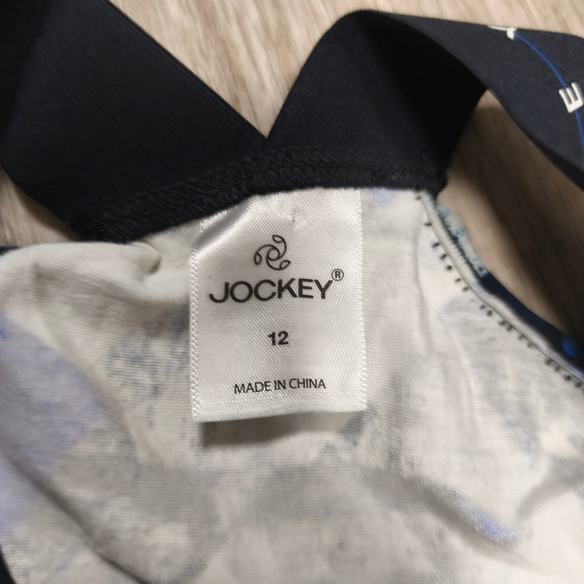 Jockey Women Size 12 Activewear Tank Top Blue Geometric Crossback Elastic Straps