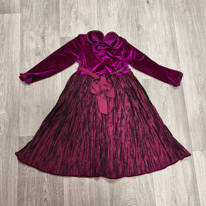Abella Girls Velvet Dress 4 Years 104cm Magenta Purple Party Bow