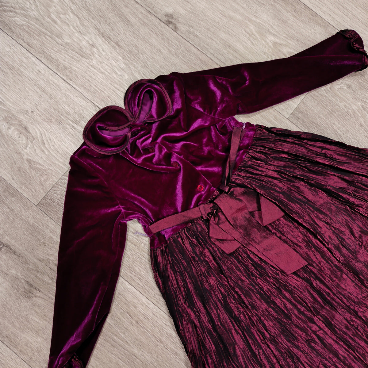 Abella Girls Velvet Dress 4 Years 104cm Magenta Purple Party Bow