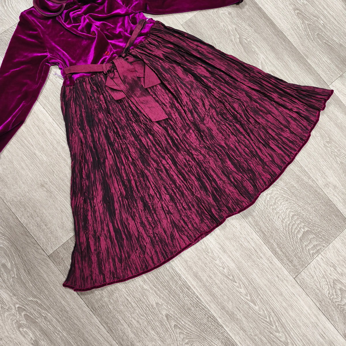 Abella Girls Velvet Dress 4 Years 104cm Magenta Purple Party Bow