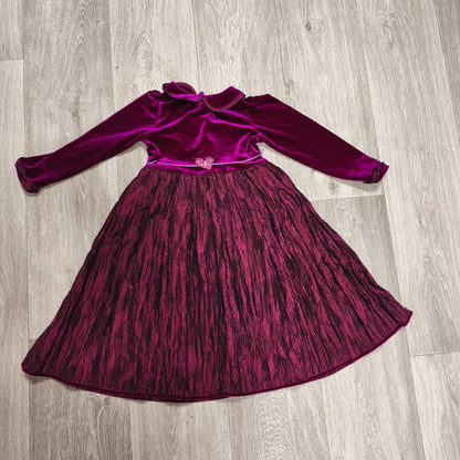 Abella Girls Velvet Dress 4 Years 104cm Magenta Purple Party Bow