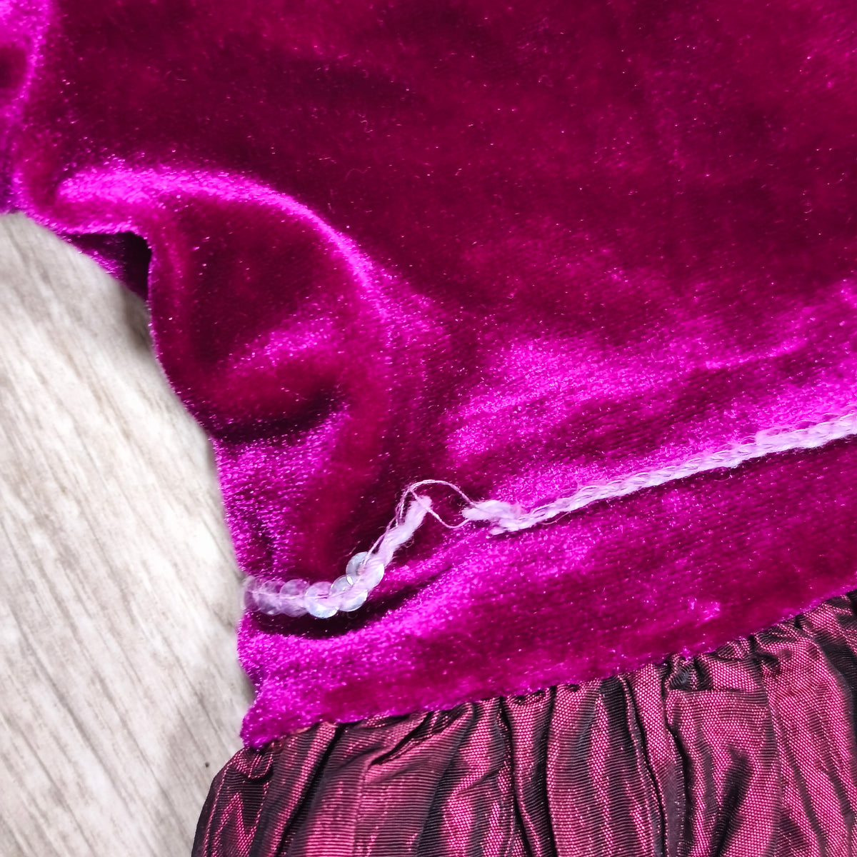 Abella Girls Velvet Dress 4 Years 104cm Magenta Purple Party Bow