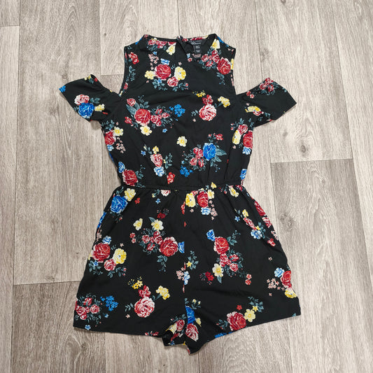 New Look 915 Girls Floral Playsuit Romper Black Cold Shoulder Age 11 146cm