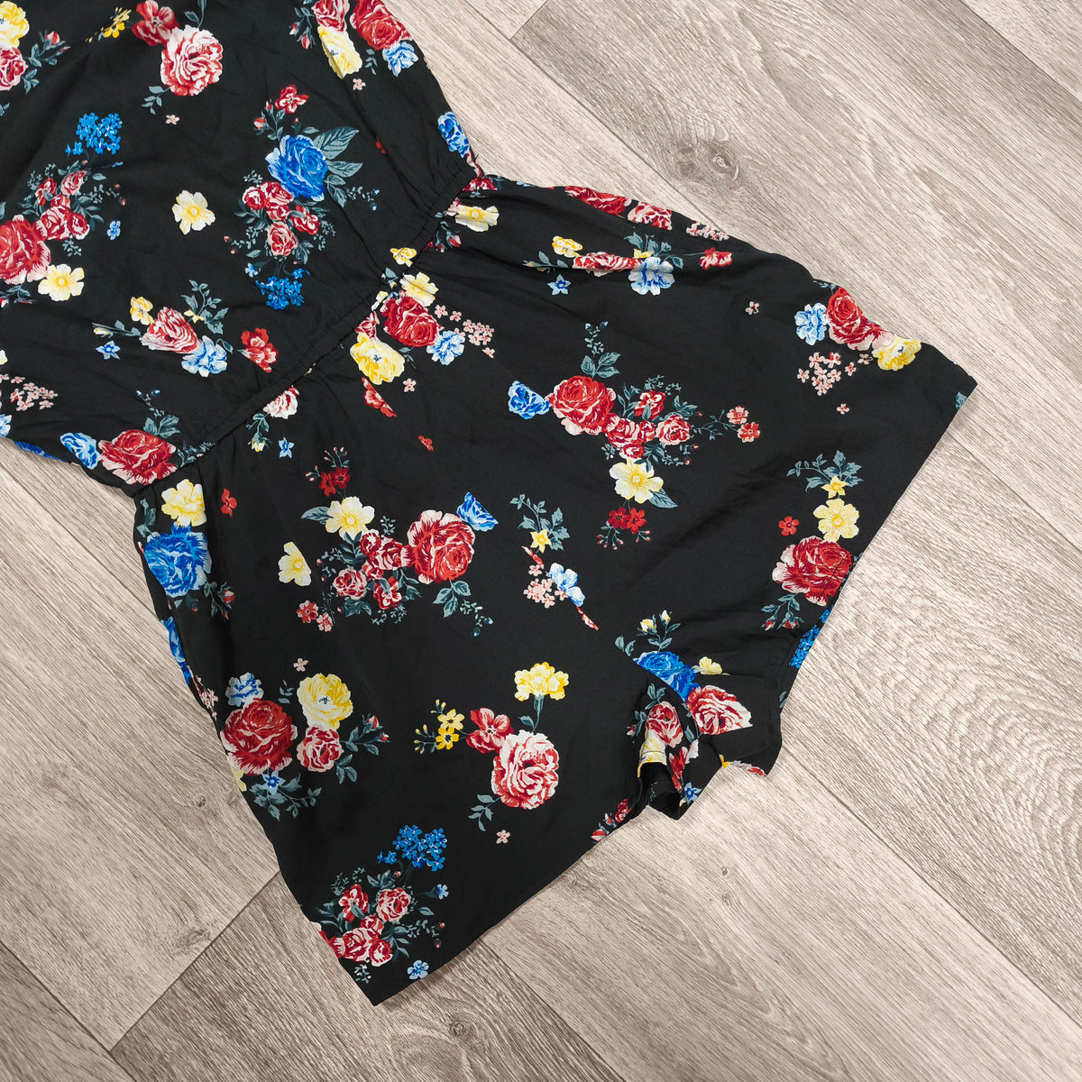 New Look 915 Girls Floral Playsuit Romper Black Cold Shoulder Age 11 146cm