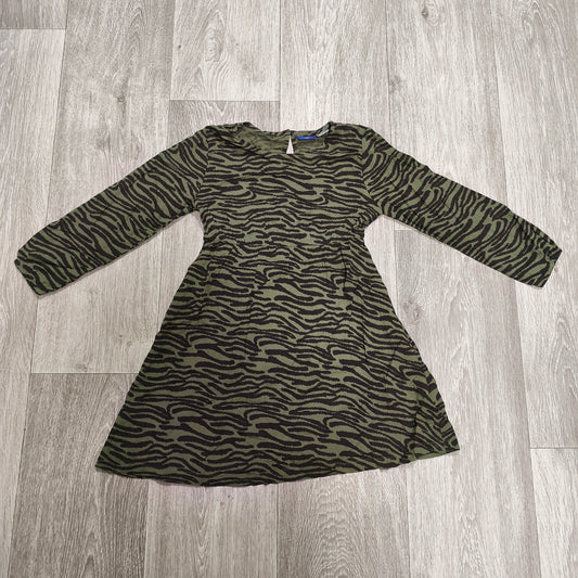 Lupilu Girls Green Zebra Animal Print Long Sleeve Casual Dress Size 110 116