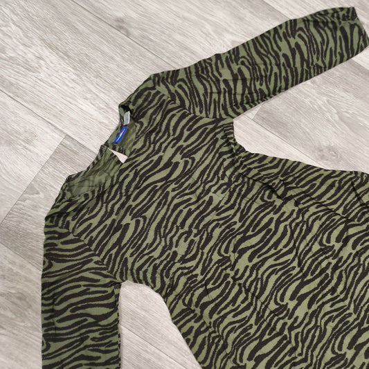 Lupilu Girls Green Zebra Animal Print Long Sleeve Casual Dress Size 110 116