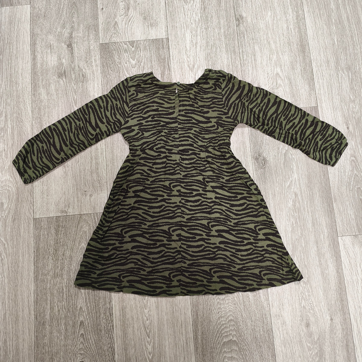 Lupilu Girls Green Zebra Animal Print Long Sleeve Casual Dress Size 110 116