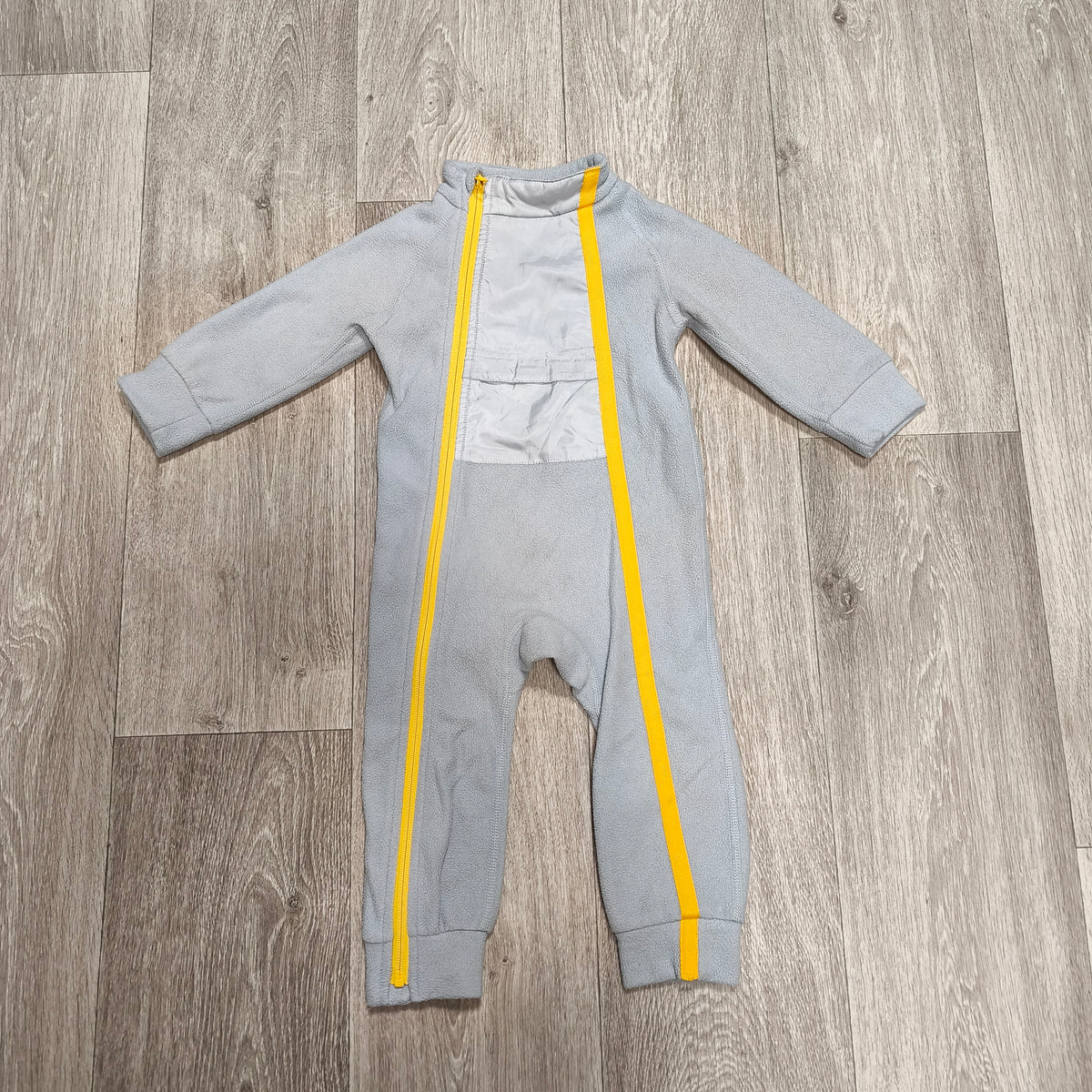 Wed'ze Decathlon Baby Fleece Suit Jumpsuit Overall Grey Yellow 24M 24 Months