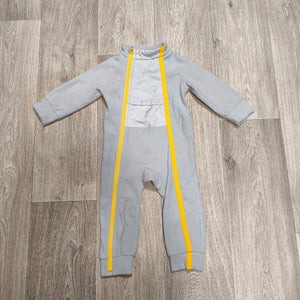 Wed'ze Decathlon Baby Fleece Suit Jumpsuit Overall Grey Yellow 24M 24 Months