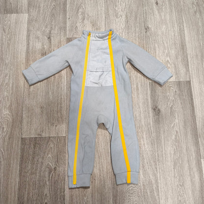 Wed'ze Decathlon Baby Fleece Suit Jumpsuit Overall Grey Yellow 24M 24 Months