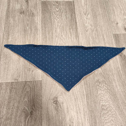 Blue Polka Dot Triangular Neck Scarf Bandana Fleece Lined Reversible Bib