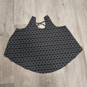 Primark Girls Black White Geometric Aztec Caged Strappy Swing Top 12-13 Yrs
