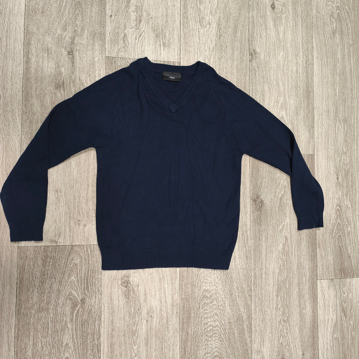 Next Boys Navy Blue V-Neck Jumper Sweater Size 9-10 Years 140cm Cotton Blend