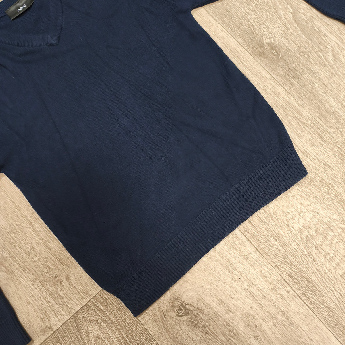 Next Boys Navy Blue V-Neck Jumper Sweater Size 9-10 Years 140cm Cotton Blend