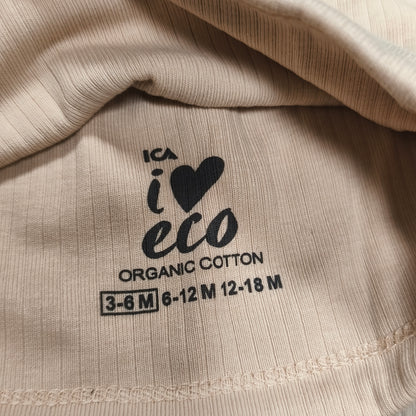 ICA i Eco Baby Beanie Hat Organic Cotton Beige Bear Ears Animal Face 3-6 Months