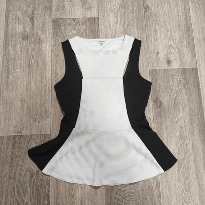 River Island Womens Peplum Top Sleeveless Black White Color Block UK 10 EUR 36