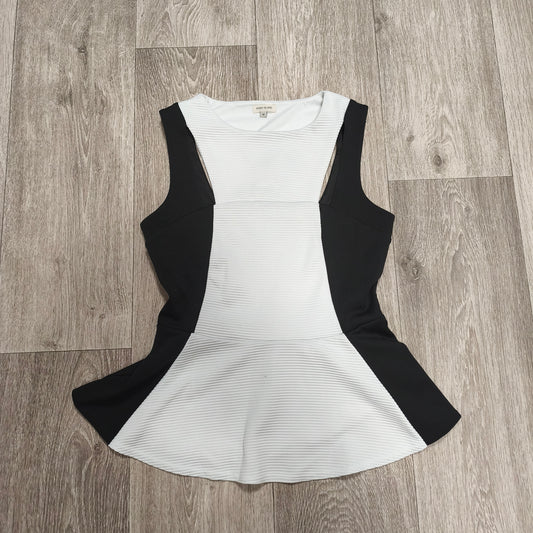 River Island Womens Peplum Top Sleeveless Black White Color Block UK 10 EUR 36